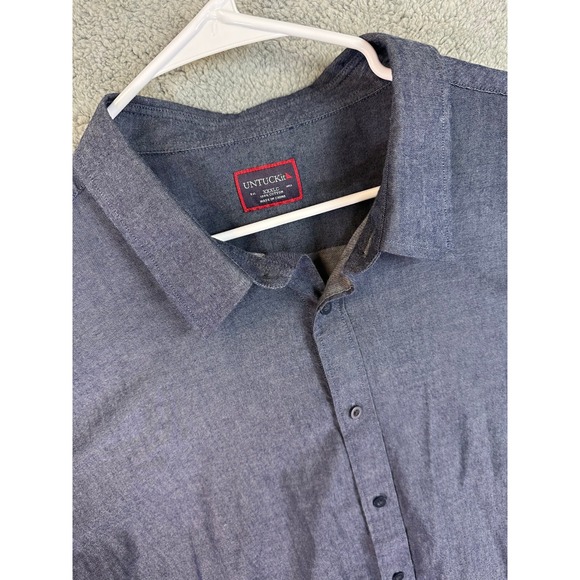 UNTUCKit Shirt Mens 3XL Button‎ Up Long Sleeve Solid Blue Chambray Cotton Casual